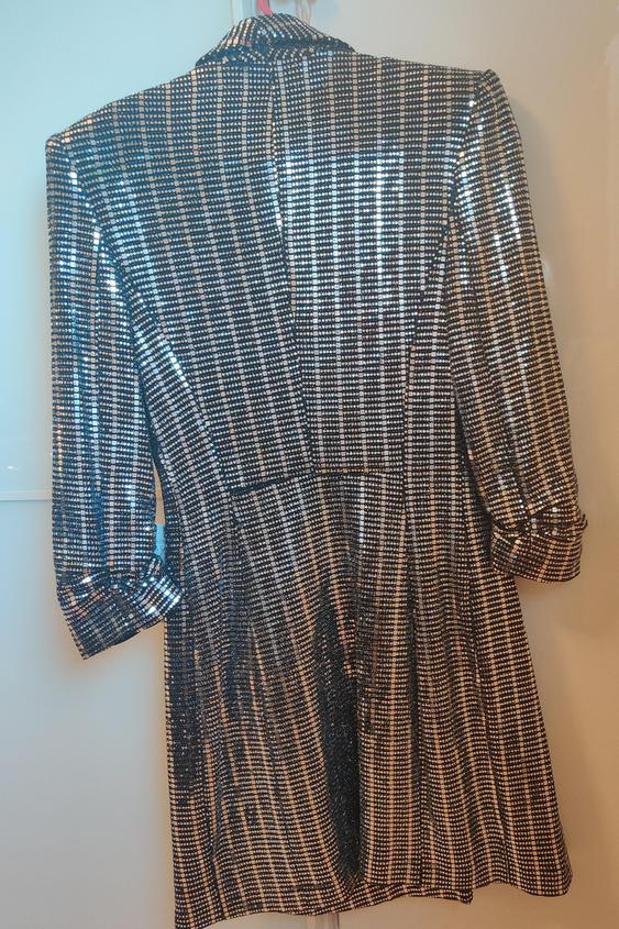 zara glitter blazer dress METALLIC SECOND HAND silver sequins