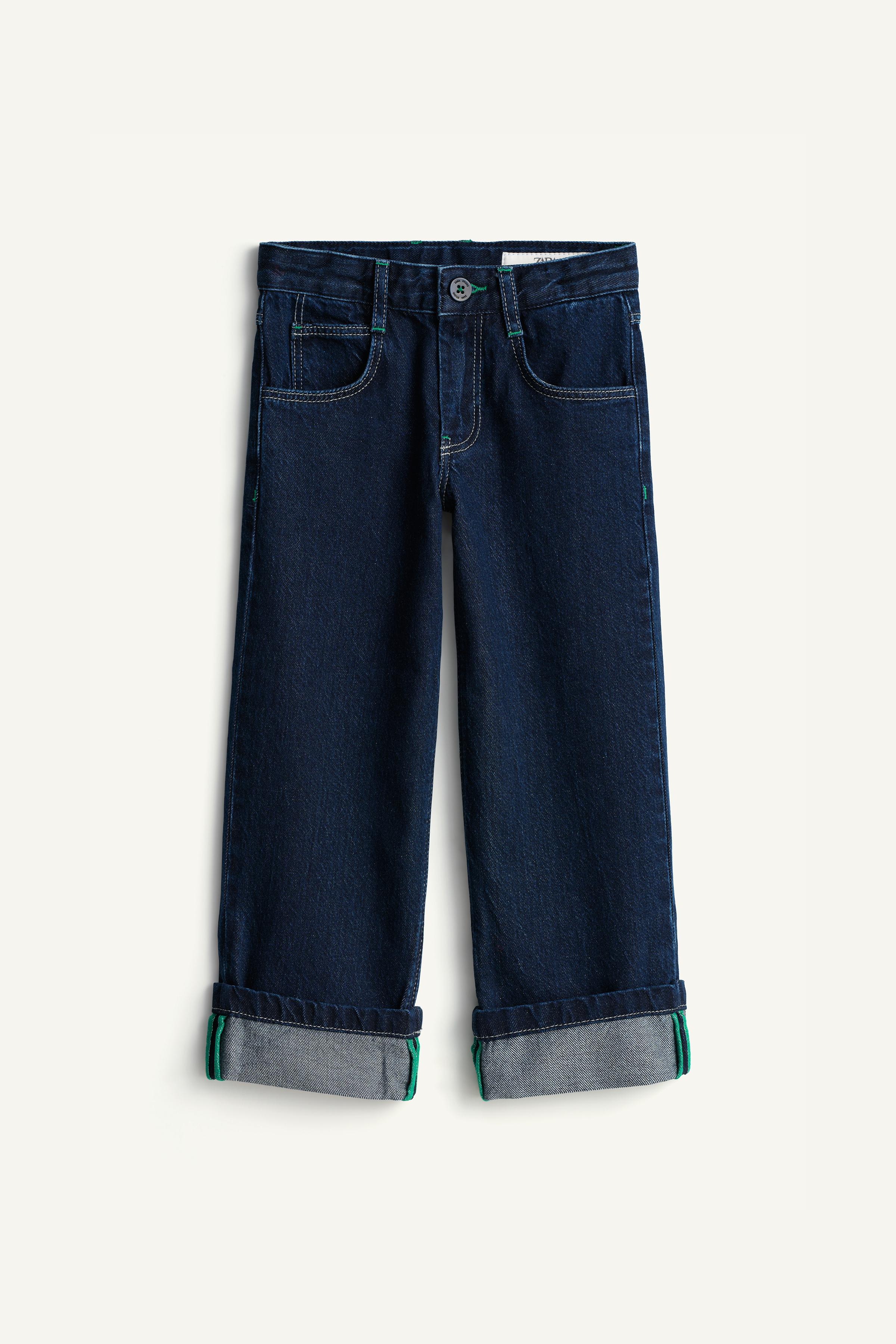 LIMITED EDITION WIDE-LEG JEANS WITH CUFFED HEM AND STITCHING