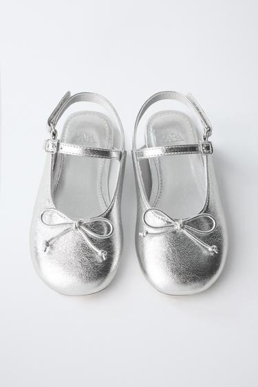 METALLIC SLINGBACK BALLET FLATS - Silver by Zara - Image 3