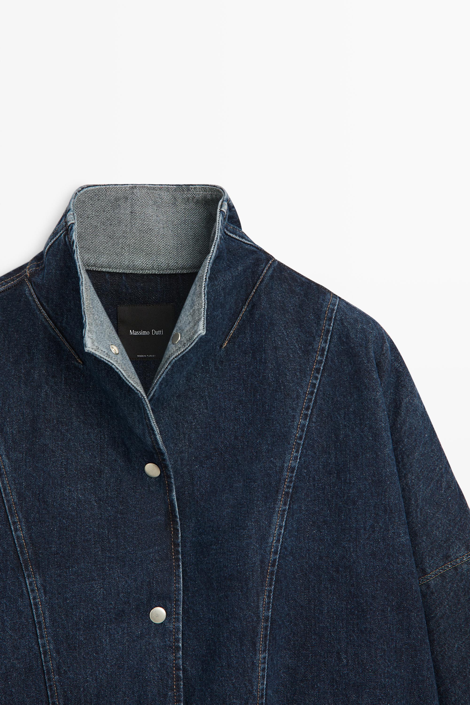 100% cotton high neck denim jacket