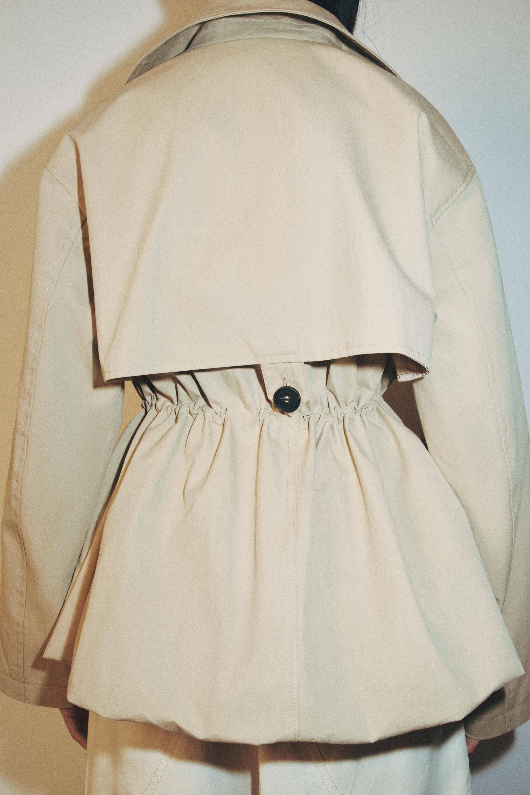 ADJUSTABLE WAIST CROPPED TRENCH COAT