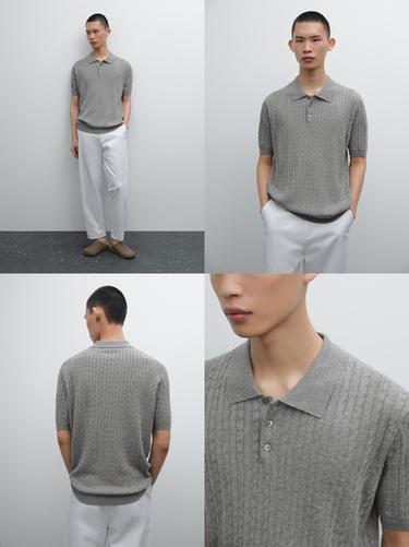 Zara Cotton and linen blend knit polo sweater -  - Image 0