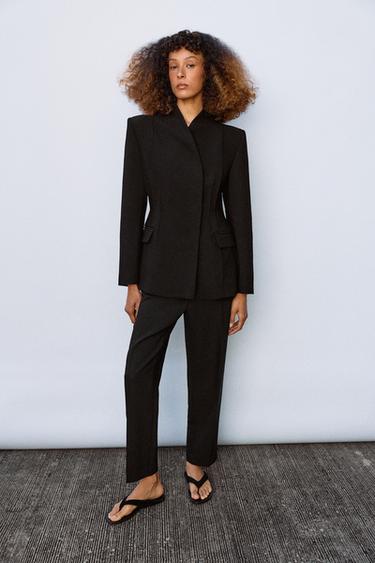 Zara HIGH-WAISTED PANTS - Black