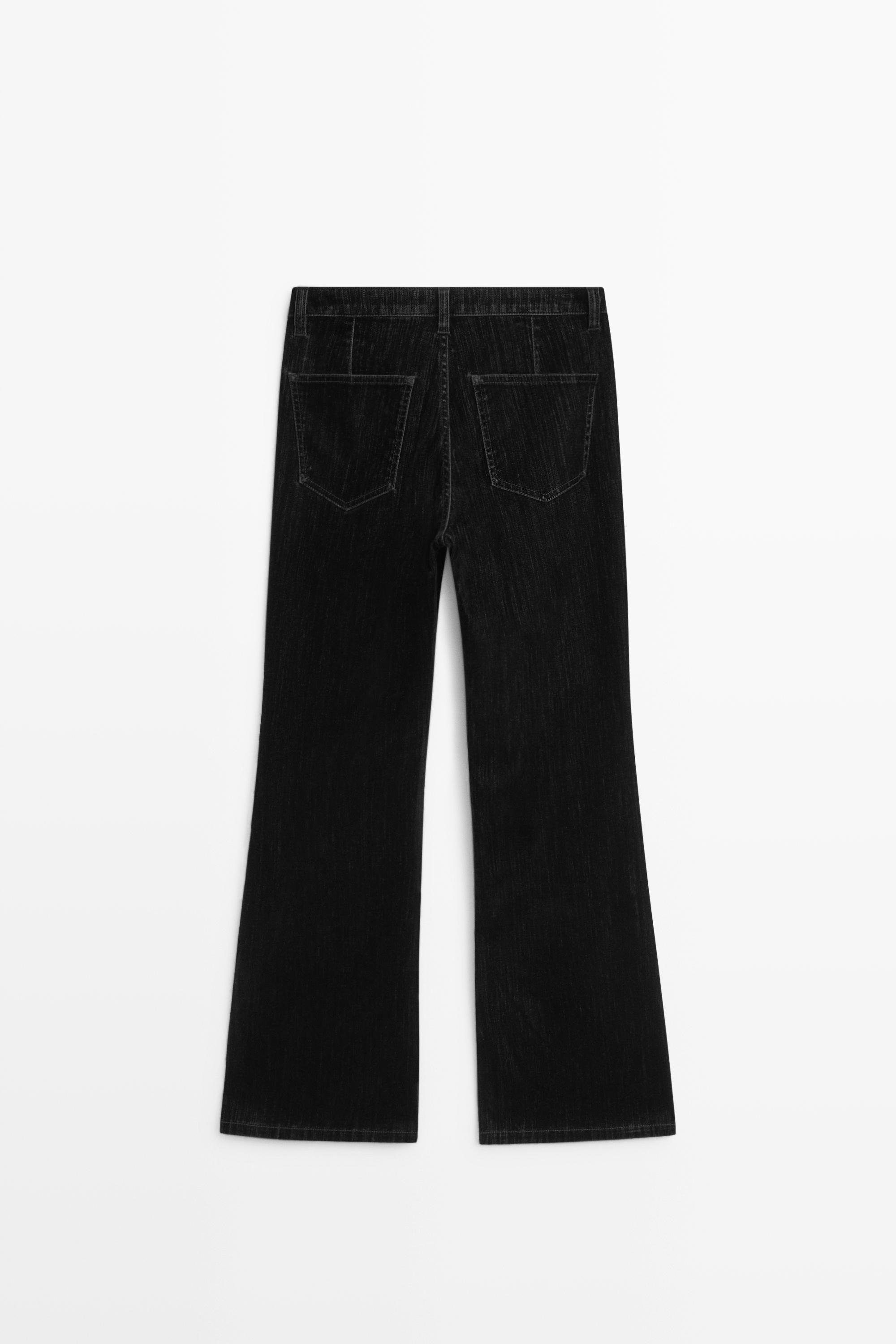 Jean flare cropped taille moyenne floqué