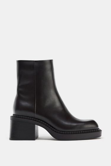 BLOCK HEEL ANKLE BOOTS - Brown by Zara