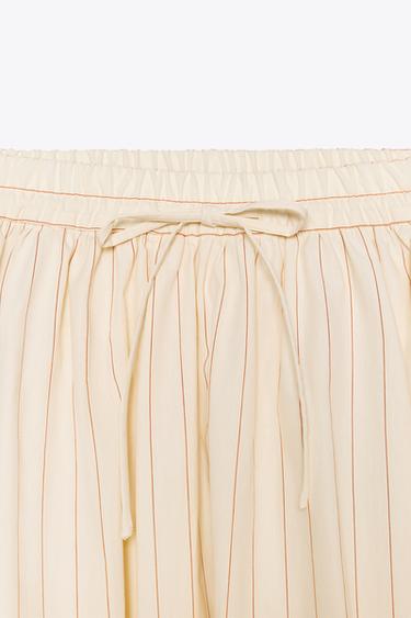 JUPE MIDI RAYURES ZW COLLECTION - Écru / Grenat de Zara - Image 6