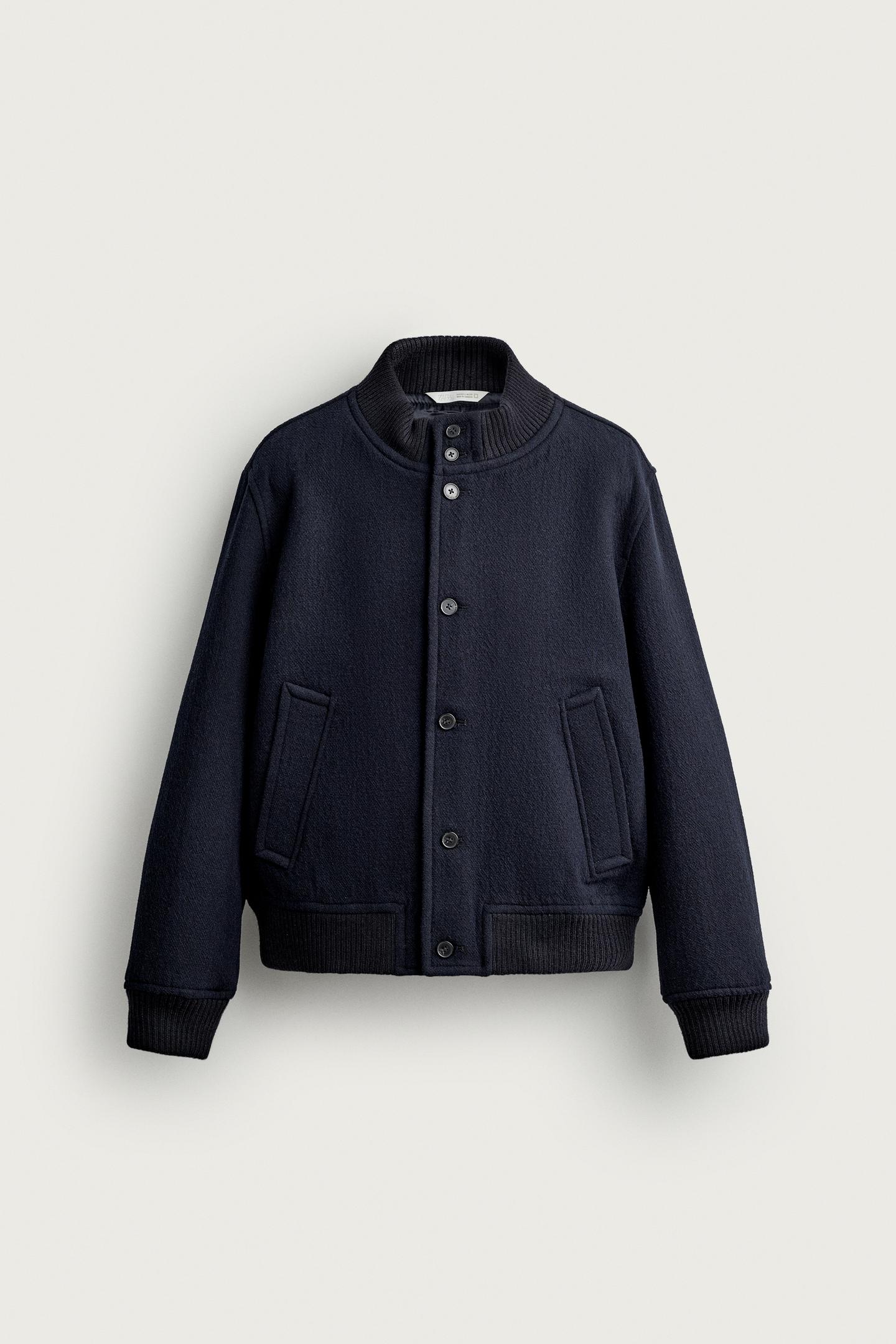 Мужская куртка Zara Relaxed-Fit Wool, цвет: Тёмно-синий — фото 7