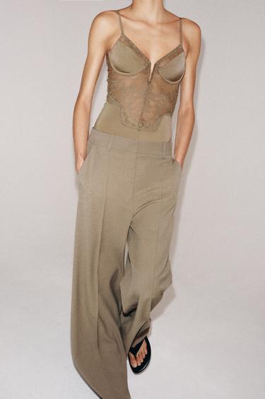 BODY ENCAJE EN POLYAMIDE - Vert olive de Zara - Image 7