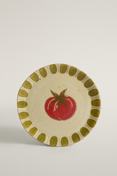 FRUIT EARTHENWARE DESSERT PLATE — Red 1