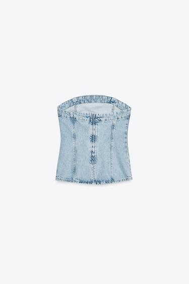 TOP Z1975 EN JEAN BUSTIER - Bleu clair de Zara - Image 7