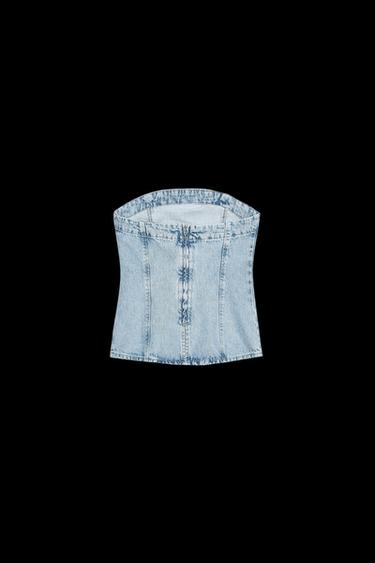 Z1975 DENIM BANDEAU TOP - Light blue by Zara