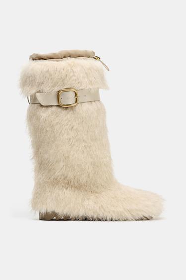 BOTA FAUX FUR TIRA SKI COLLECTION - Branco-cru da Zara
