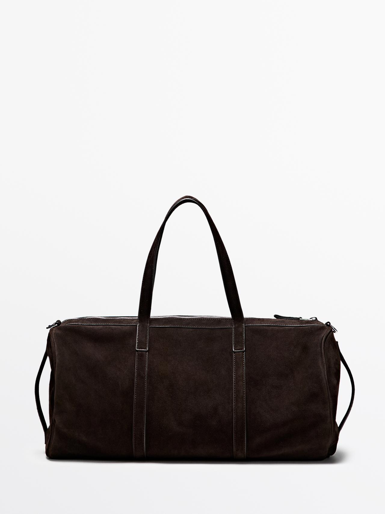 Suede leather travel bag — Brown
