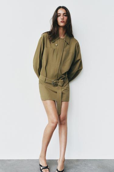 SHORT BELTED DRESS - Khaki by Zara