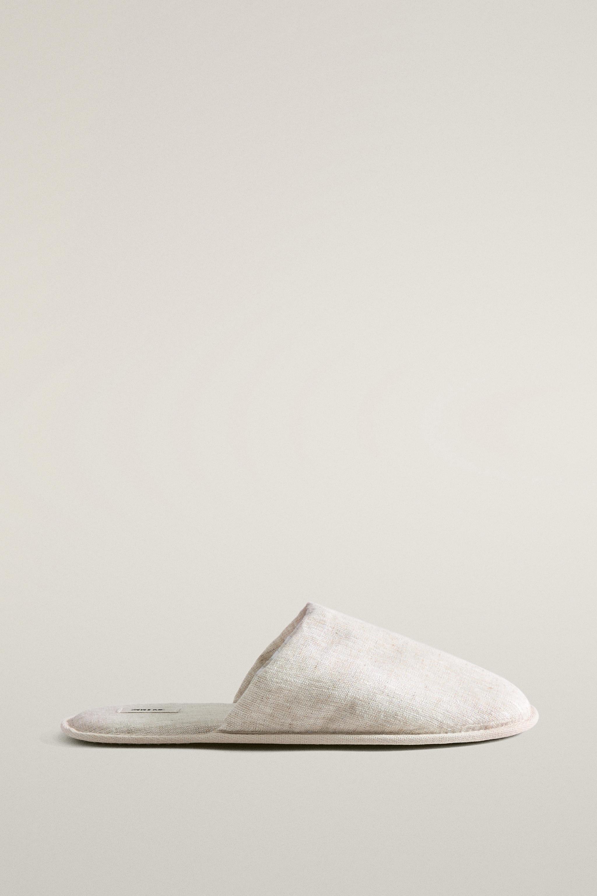 LINEN MULE SLIPPERS