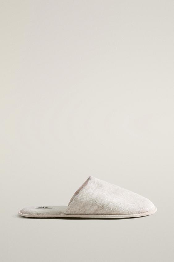 LINEN MULE SLIPPERS - Beige by Zara - Image 0
