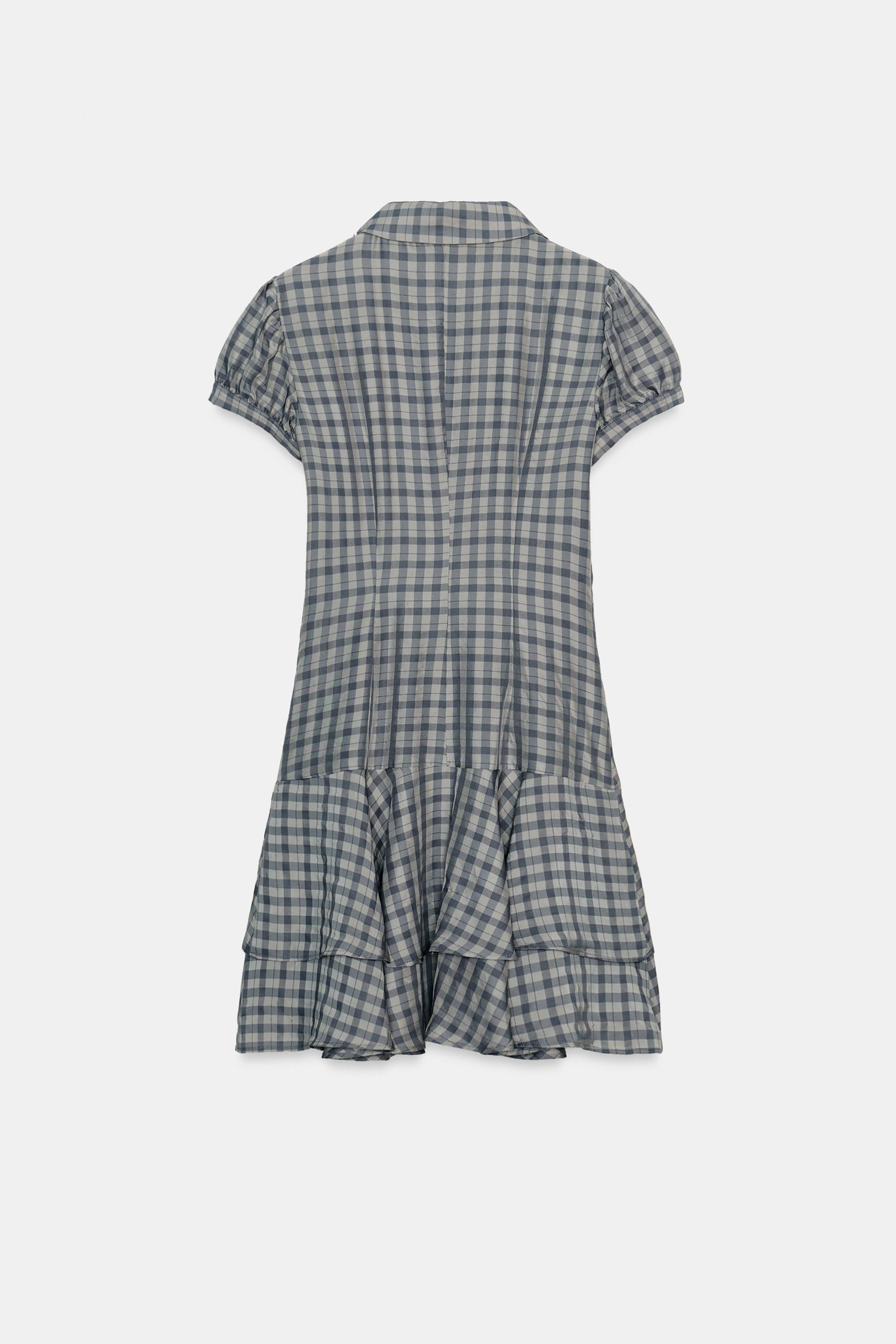 Zara - Plaid Ruffled Short Dress - Grays - Xxl - Woman Zara - Plaid Ruffled Short Dress - Grays - Xxl - Woman