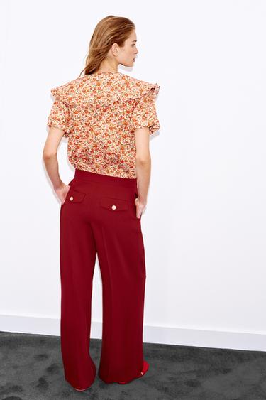PANTALON LARGE À PINCES - Tuile de Zara - Image 4