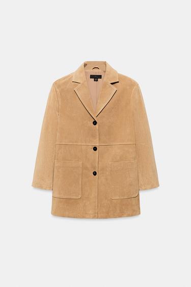 100% SUEDE LEATHER JACKET - camel by Zara