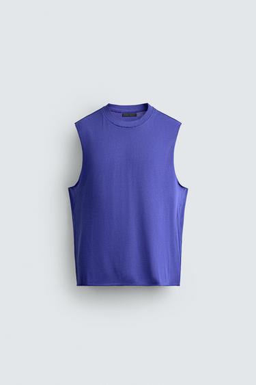 COTTON KNIT TANK TOP - Electric blue by Zara