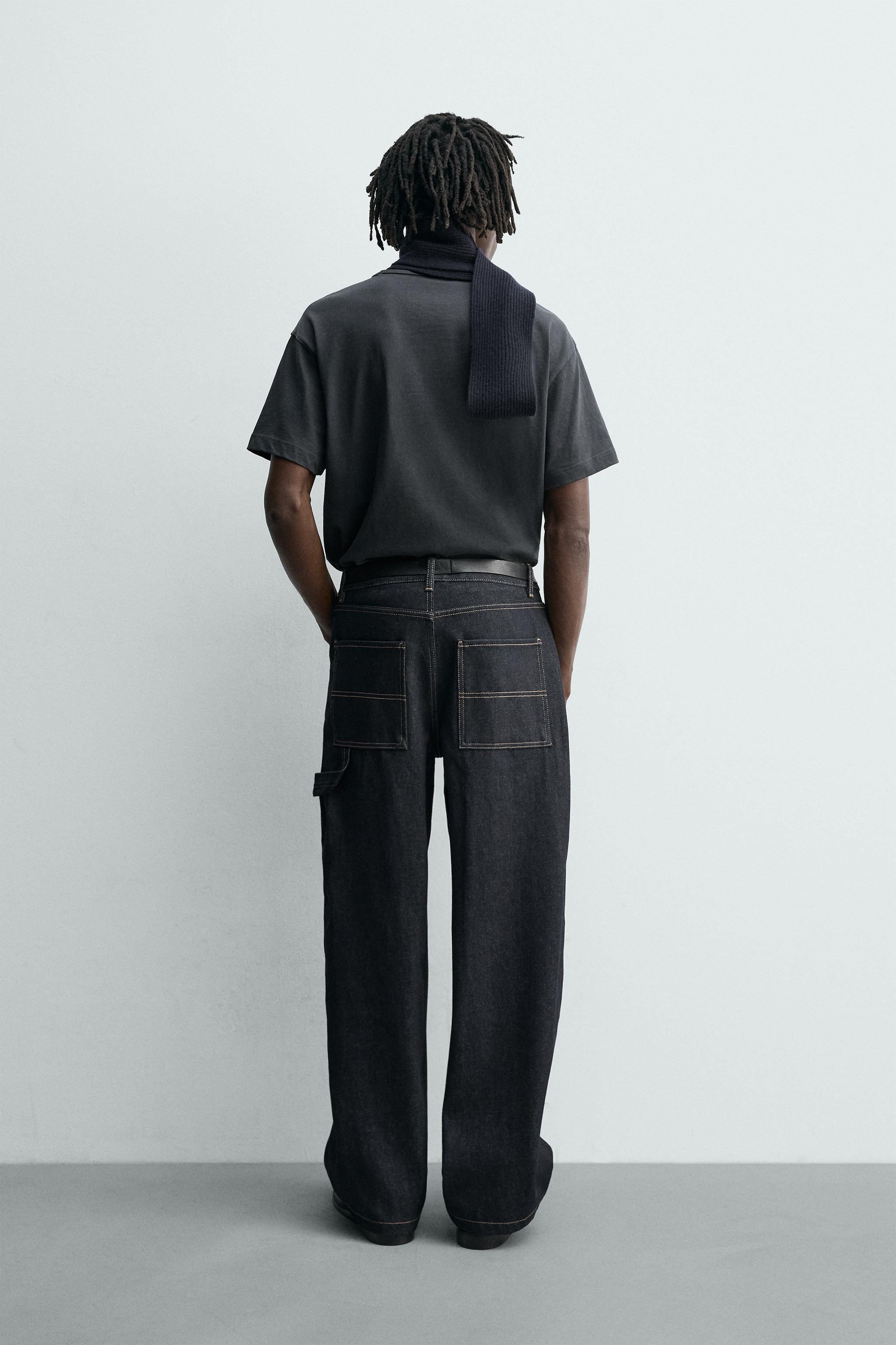 BAGGY FIT CARPENTER JEANS WITH TOPSTITCHING