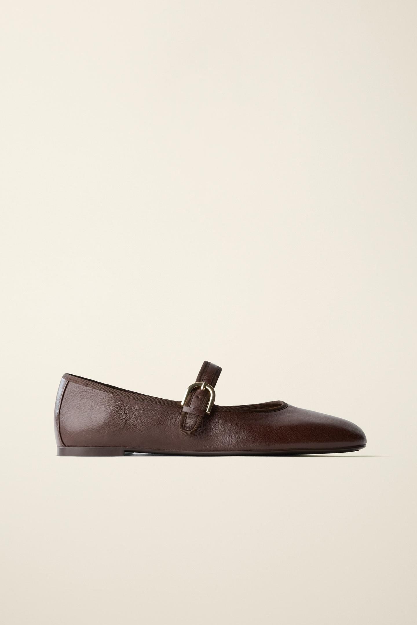 Детские балетки Zara Leather Ballet Flats Created BY Caramel London X, цвет: Коричневый — фото 4