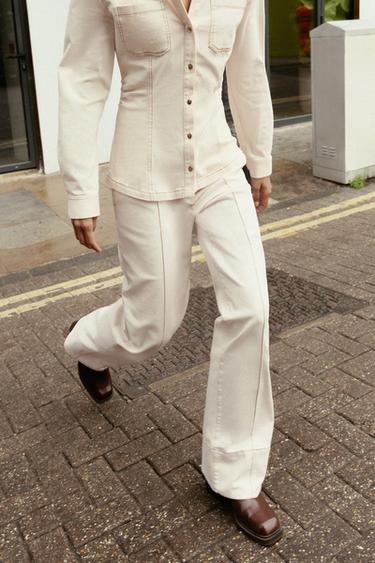 STITCHED BOOTCUT TROUSERS - Ecru by Zara