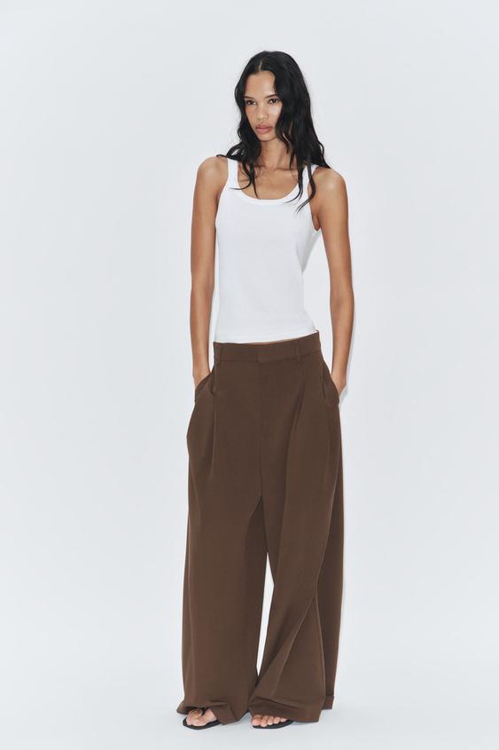 DARTED TROUSERS - Brown marl by Zara - Image 0