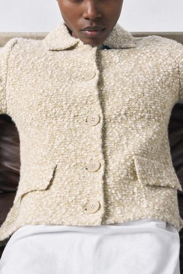 WOOL BLEND KNIT CARDIGAN - Sand by Zara - Image 1