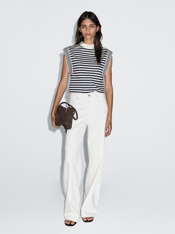 Striped round neck waistcoat