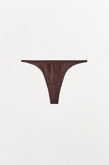Tanga en soie - Marron de Zara - Image 4