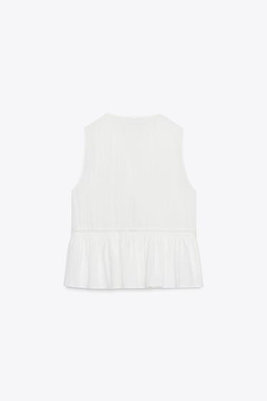 TOP WITH TIES AND TUCKS - Oyster-white by Zara - Image 5