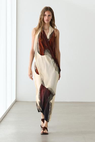 Zara Long flowing halter neck dress - White - Image 0