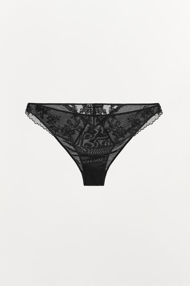 BRAGUITA BORDADOS FLORALES - Negro de Zara - Imagen 0