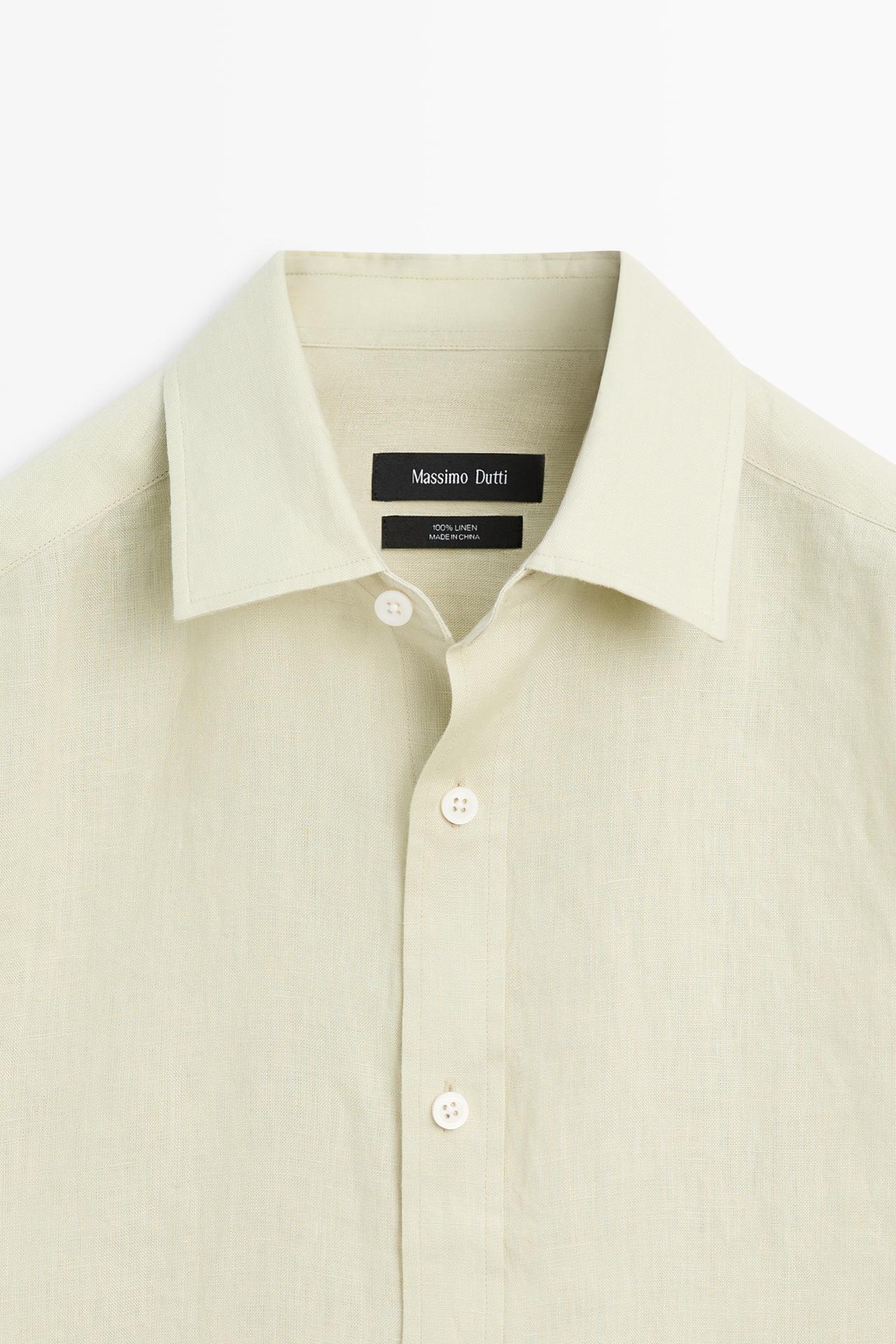 Slim fit 100% linen shirt — Light green