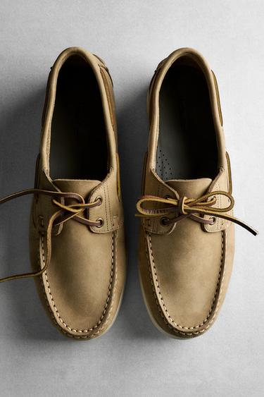 Zara Leather deck shoes - SAND/BROWN - Image 0
