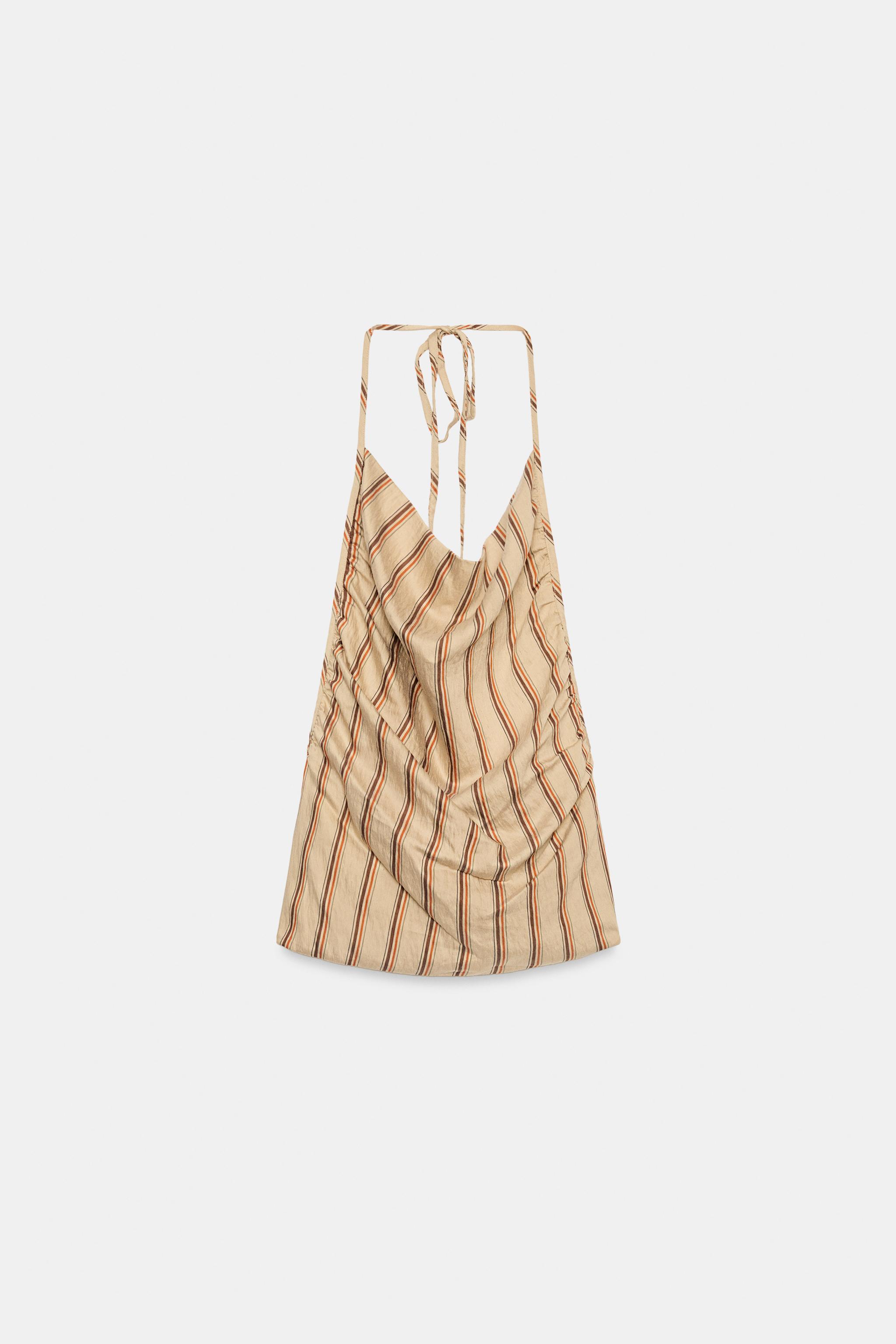 FLOWY STRIPED HALTER TOP
