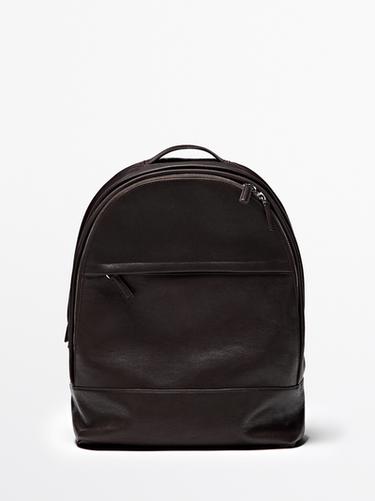 Mochila piel napa - Marrón de Zara