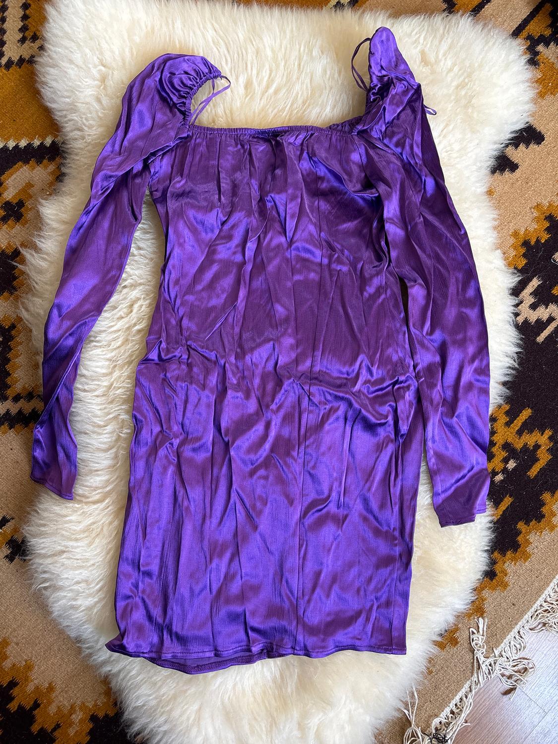 GATHERED SATIN DRESS - Image 2