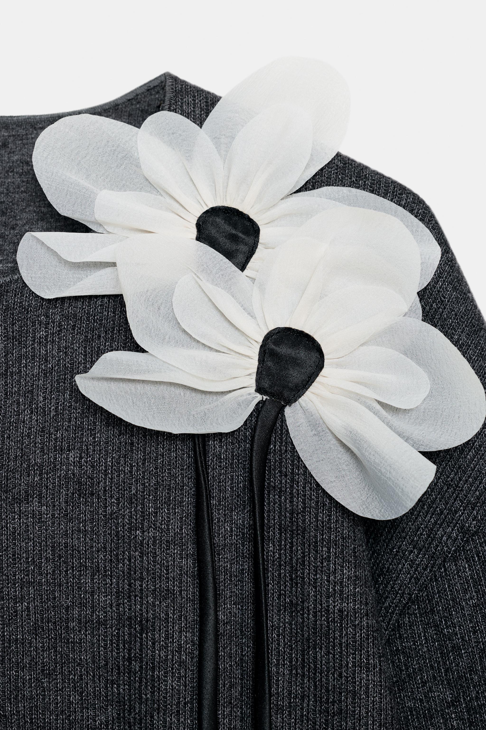 CASACO FLORAL CANELADO - Cinzento | ZARA Brasil