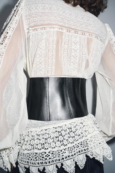 TEXTURED LEATHER OBI BELT - Black by Zara - Image 2