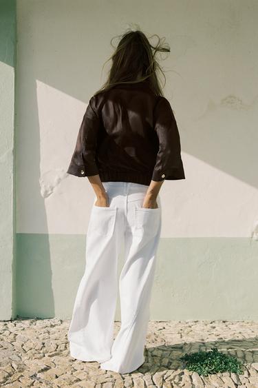 VESTE ZIPPÉE AVEC RAMIE - Marron de Zara - Image 3