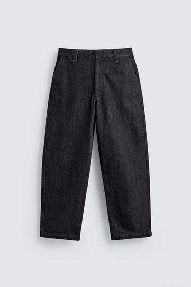 Zara 寬鬆版斜紋牛仔褲 - 靛青色
