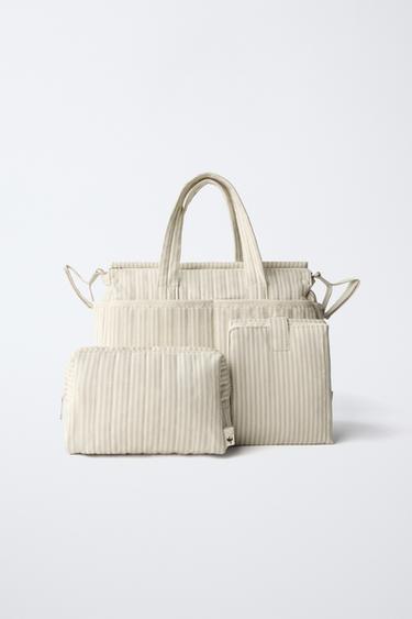 SAC DE MATERNITÉ À RAYURES - Marron camel de Zara - Image 8