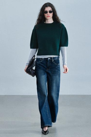 ZW COLLECTION LOW-RISE WIDE-LEG JEANS - Blue by Zara
