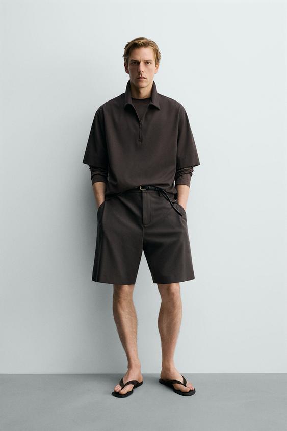 TECHNICAL ZIP-UP POLO SHIRT - Chocolate by Zara - Image 0