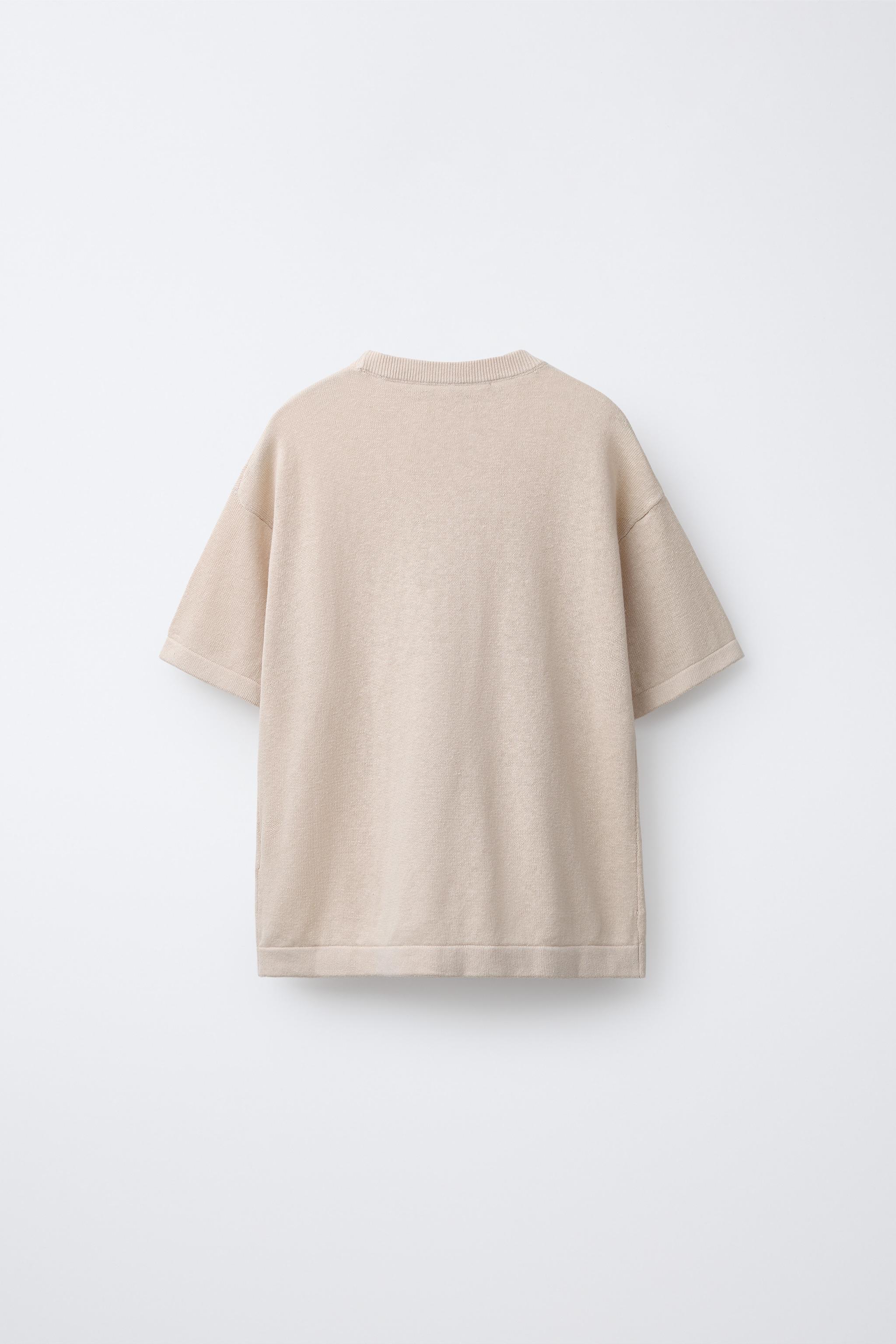 PLAIN LINEN AND COTTON T-SHIRT