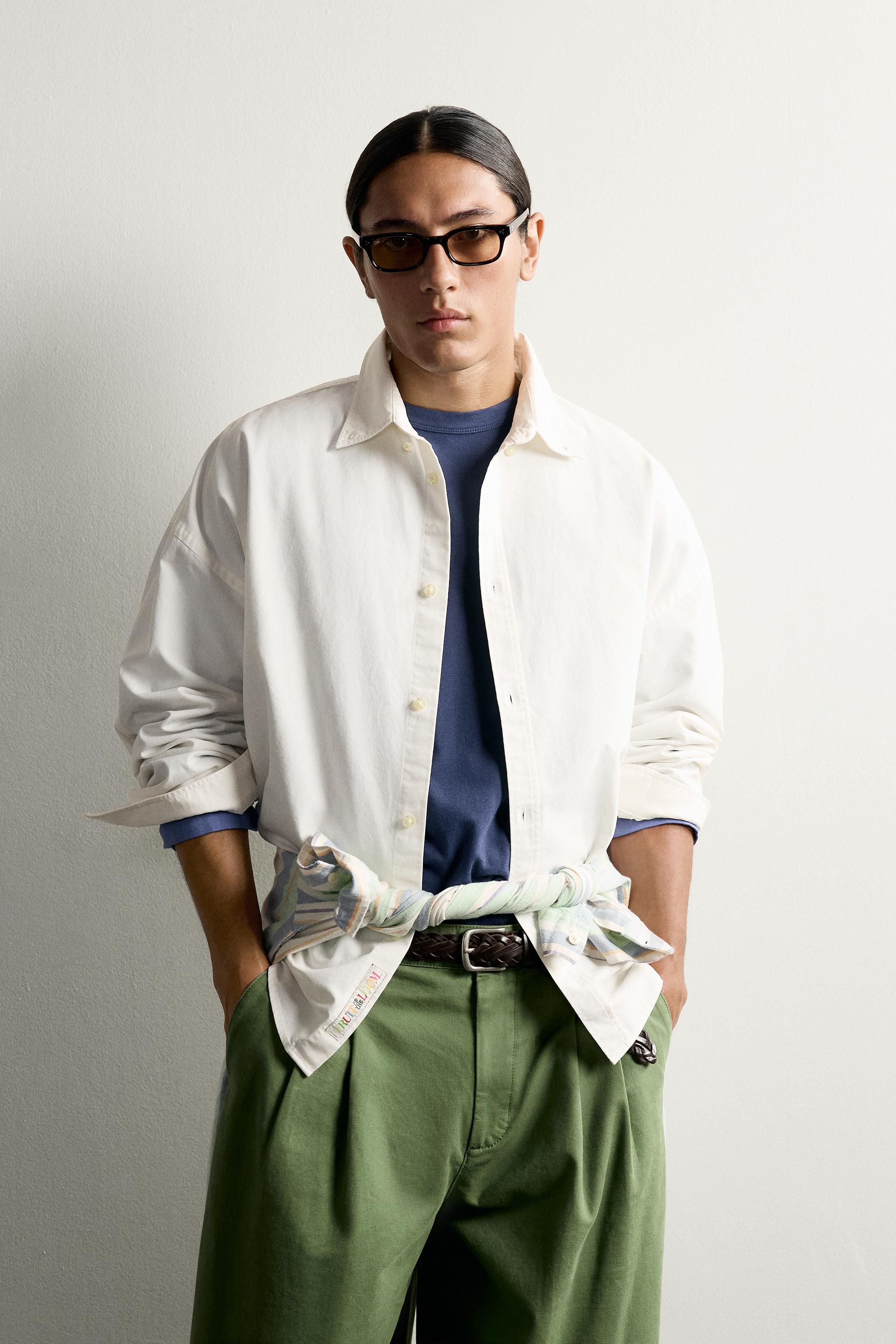 Zara FRUIT OF THE LOOM™ BOXY FIT OXFORD GÖMLEK görsel 2