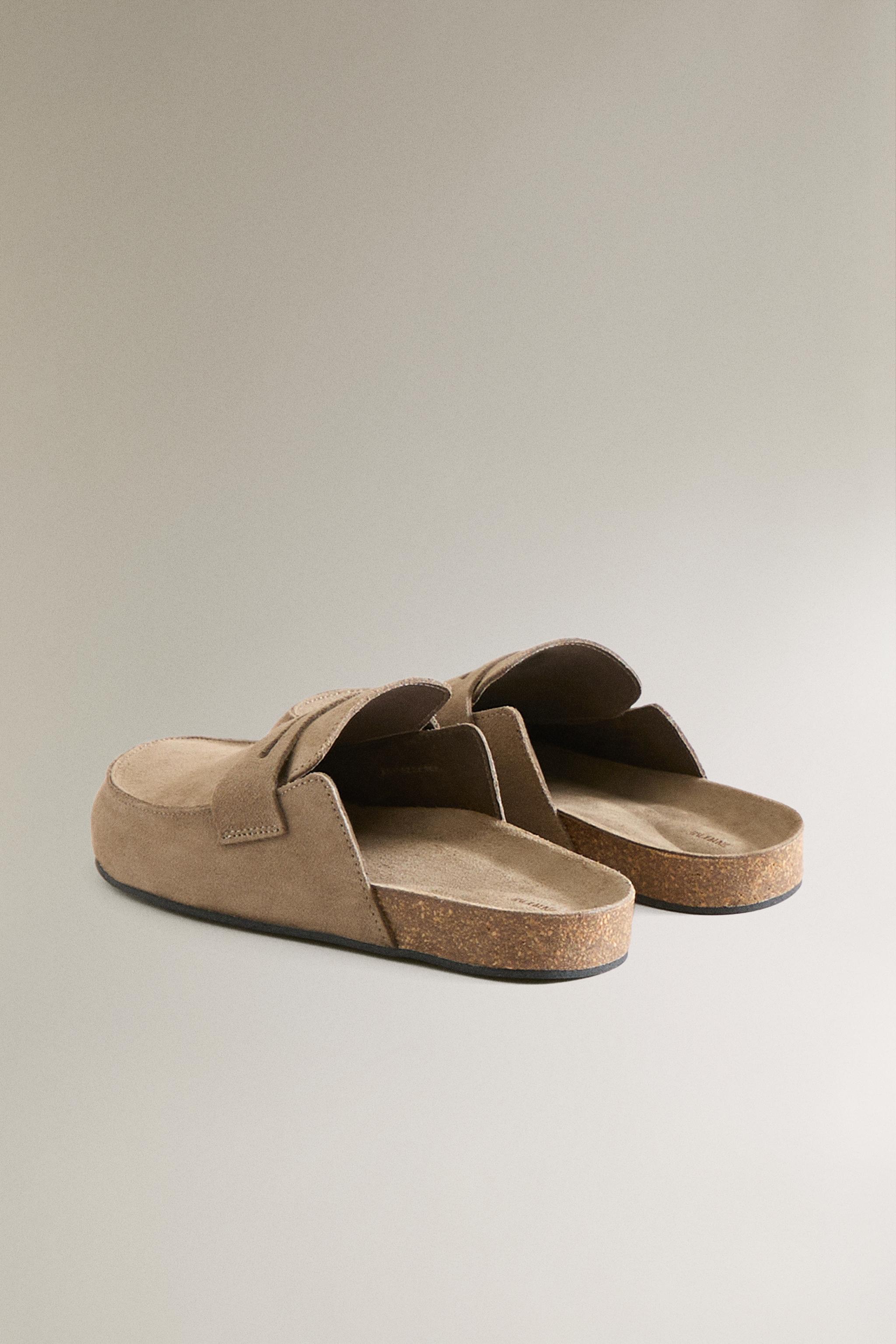 LEATHER MULE CLOG SLIPPERS WITH EYE MASK DETAIL