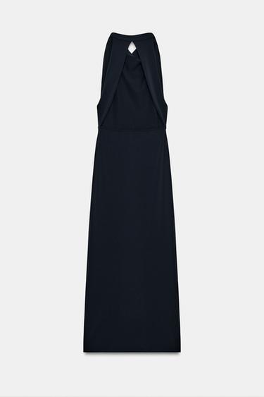 LONG HALTER DRESS - Navy blue by Zara - Image 6